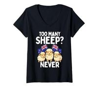 Femme Too Many Sheep Never New Zealand Kiwi Flag Humour T-Shirt avec Col en V