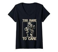 Femme Too Rare to Care Funny Alien Bigfoot Grunge Vintage Disco T-Shirt avec Col en V