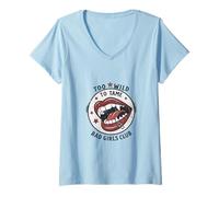 Femme Too Wild to Tame Vampire Lips Style rétro Pop Art T-Shirt avec Col en V