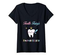 Femme Tooth Fairy Kid Funny First Lost Tooth Kids T-Shirt avec Col en V