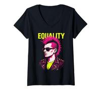Femme Top arc-en-ciel gay punk égalité T-Shirt avec Col en V