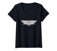 Femme Top Gun Maverick Logo T-Shirt avec Col en V