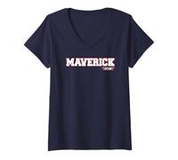 Femme Top Gun Maverick Name with Logo Retro 80's Action Movie T-Shirt avec Col en V