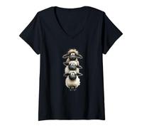 Femme Top of The Sheep T-Shirt avec Col en V