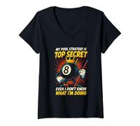 Femme Top Secret Strategy Funny Pool Player 8-Ball Billard Homme T-Shirt avec Col en V