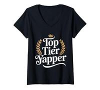 Femme Top Tier Yapper Social Bavard Extraverti T-Shirt avec Col en V