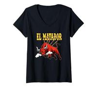 Femme Torero Torero Torero Taureau El Matador T-Shirt avec Col en V