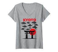 Femme Torii Gate Sunrise Kyoto Clouds Travel Edition T-Shirt avec Col en V