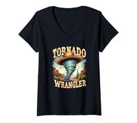 Femme Tornado Wrangler Cowboy Wrangler Femme Homme Enfant T-Shirt avec Col en V