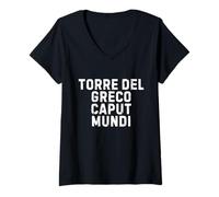 Femme Torre Del Greco Caput Mundi Simpatica Uomo Donna Bambino T-Shirt avec Col en V