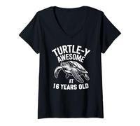 Femme Tortue de mer 16e Anniversaire 16 Ans T-Shirt avec Col en V