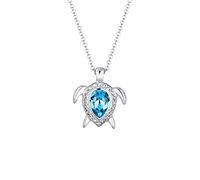 Femme Tortue de Mer avec Cristal en Argent Sterling (925/1000)