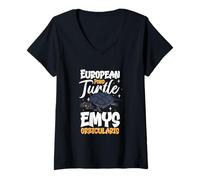 Femme Tortue d'europe T-Shirt avec Col en V