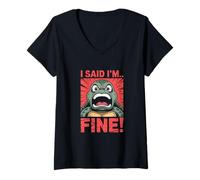 Femme Tortue, j'ai dit que j'allais bien, hilarante, crie en colère T-Shirt avec Col en V