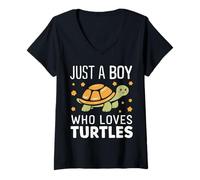 Femme Tortue, Juste Un garçon Qui Aime Les Tortues T-Shirt avec Col en V