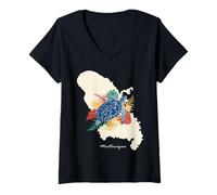 Femme Tortue Martinique 972 Cadeau Martiniquais Martiniquaise T-Shirt avec Col en V