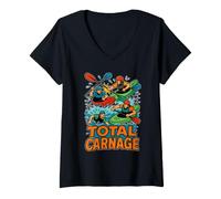 Femme Total Carnage Kayak Chaos T-Shirt avec Col en V