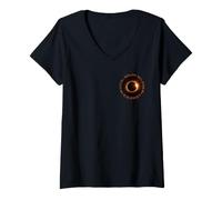 Femme Total Eclipse Solaire 2.8.2027 Espagne Maroc Egypte Pocket T-Shirt avec Col en V