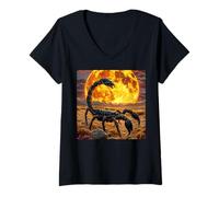 Femme Total Lunar Eclipse Mars 3 Mars Scorpion Black Moon Event Art T-Shirt avec Col en V