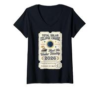 Femme Total Solar Eclipse 2026 Croisière Meet Me Under Totality T-Shirt avec Col en V