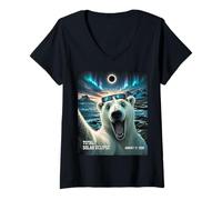 Femme Total Solar Eclipse Greenland Polar Bear Selfie August 2026 T-Shirt avec Col en V