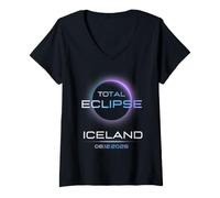 Femme Total Solar Eclipse Iceland 8 12 2026 Totality Astronomy T-Shirt avec Col en V