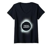 Femme Total Solar Eclipse Umbraphile Total Addict T-Shirt avec Col en V