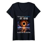 Femme Totality At Sea 2026 Total Solar Eclipse Cruise Ship August T-Shirt avec Col en V