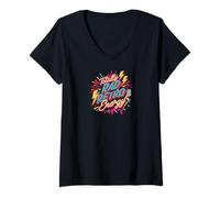 Femme Totally Rad Retro Energy 80s 90s Vibes T-Shirt avec Col en V