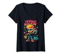 Femme Totally Rockin 80s Retro Rock & Roll Kids T-Shirt avec Col en V