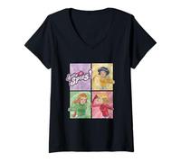 Femme Totally Spies! Personnages et Logo à Quatre Blocs T-Shirt avec Col en V