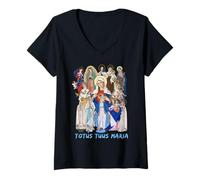 Femme Totus Tuus Maria Totalement vôtre, Mère Marie catholique JPII T-Shirt avec Col en V