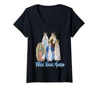 Femme Totus Tuus Maria Totalement vôtre, Mère Marie catholique JPII T-Shirt avec Col en V