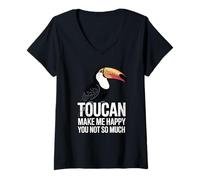 Femme Toucans Make Me Happy You Not So Much Citation Amusante T-Shirt avec Col en V