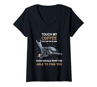 Femme Touch My Coffee I Will Slap You So Hard Dragon Coffee Amateurs T-Shirt avec Col en V
