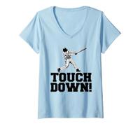Femme Touchdown Baseball Touchdown Sarcastique Amusant T-Shirt avec Col en V
