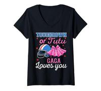 Femme Touchdown ou Tutu Gaga Loves You Football : révélation du Genre T-Shirt avec Col en V