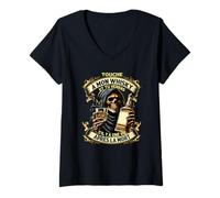 Femme touche à mon whisky et tu verras s'il y a une vie après T-Shirt avec Col en V