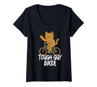 Femme Tough Guy Biker Chat Mignon drôle T-Shirt avec Col en V