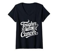 Femme Tougher Than Cancer | Support Squad & Survivor Apparel T-Shirt avec Col en V