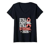 Femme Toujours Lutter Contre Le Cancer du Sein 2026 T-Shirt avec Col en V