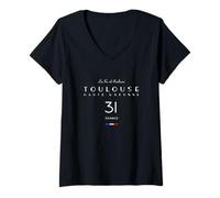 Femme Toulouse 31, Haute-Garonne, Occitanie, Languedoc, Francia T-Shirt avec Col en V