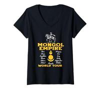 Femme Tour du Monde de l'empire Mongol Gengis Khan T-Shirt avec Col en V