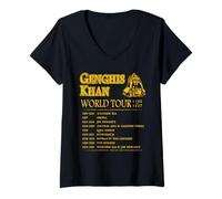 Femme Tour du Monde : Gengis Khan - Empire Historique Mongol T-Shirt avec Col en V