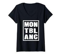 Femme Tour du Mont Blanc TMB France Chamonix Randonnée Cadeaux T-Shirt avec Col en V