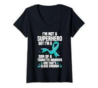 Femme Tourettes de super-héros Semaine de sensibilisation à la Tourette T-Shirt avec Col en V