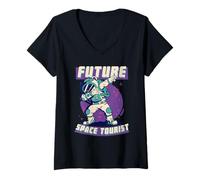 Femme Tourisme Spatial Future Space Tourist T-Shirt avec Col en V