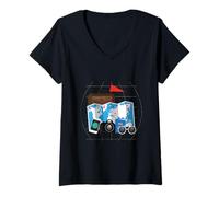 Femme Tourist Spirit Day Costume Camera Passport Guide touristique T-Shirt avec Col en V