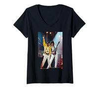Femme Tournage du Clip de Freddie Mercury Brian May Queen The Miracle T-Shirt avec Col en V