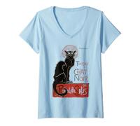 Femme Tournée du Chat Noir, œuvre d'art T-Shirt avec Col en V